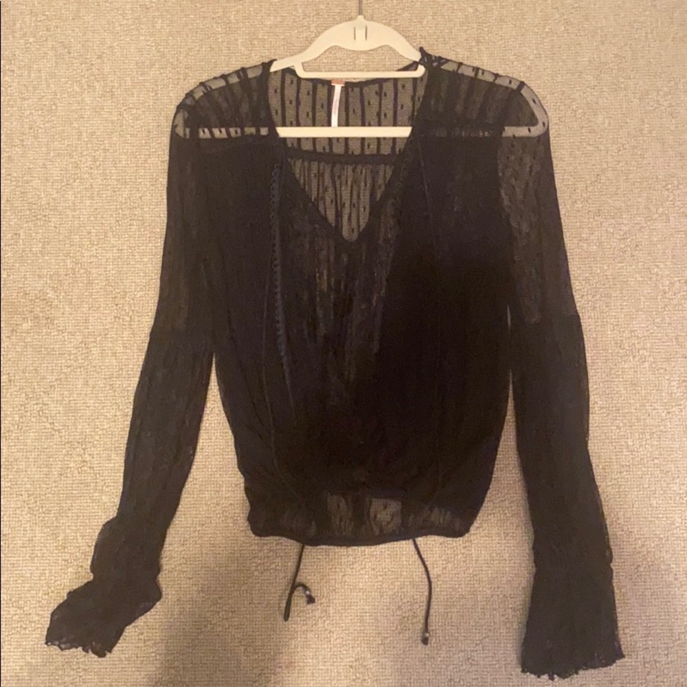 Free people black lace blouse
